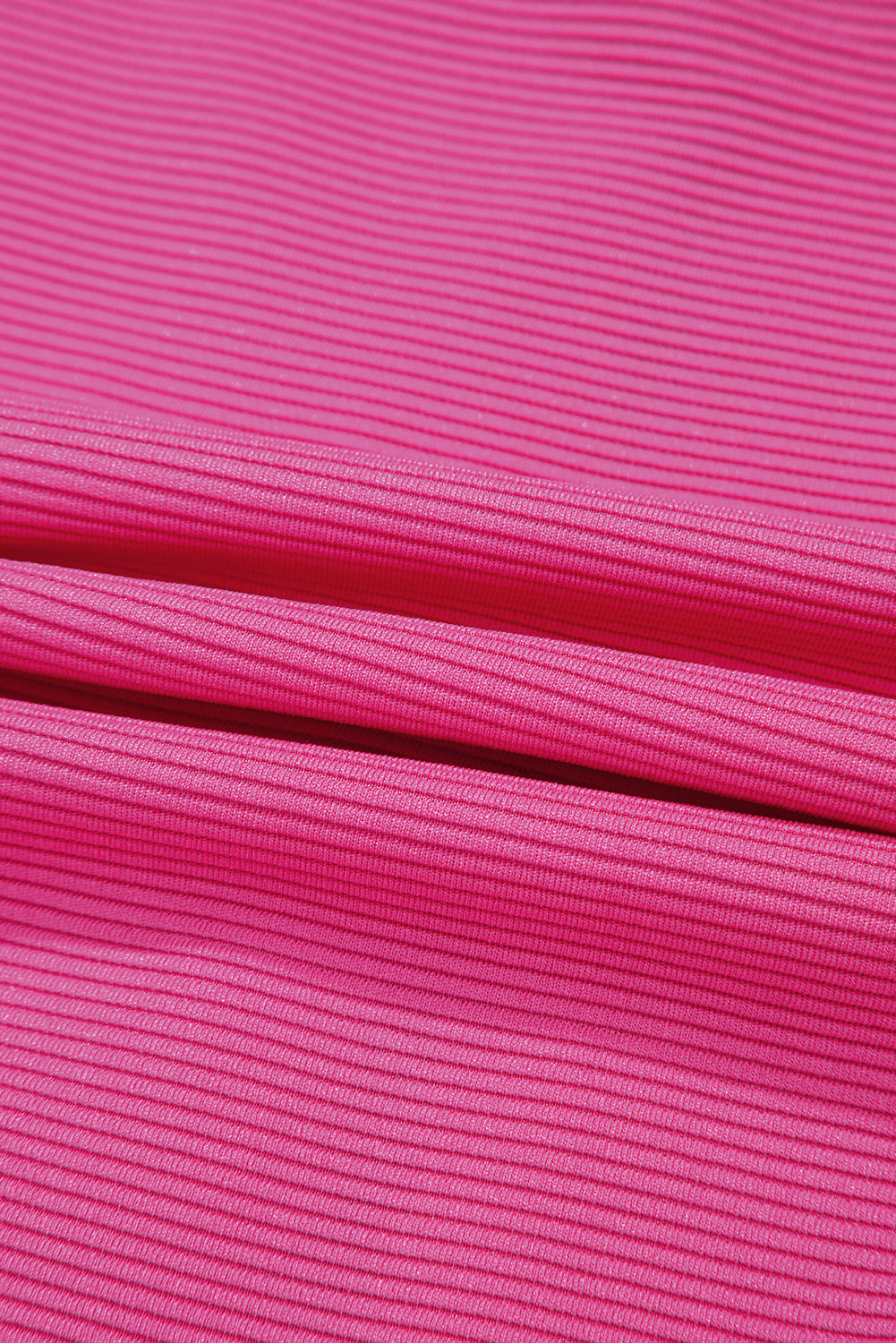 Rose Red Textured Short Sleeve Half Zip Drawstring Waist Romper