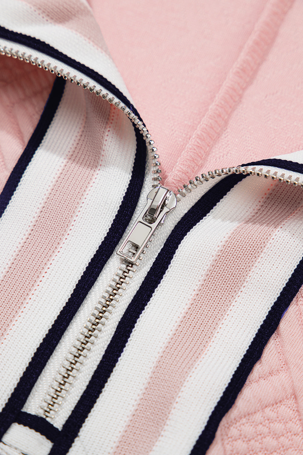 White Contrast Striped Collar Patchwork Textured Half Sleeve Blouse