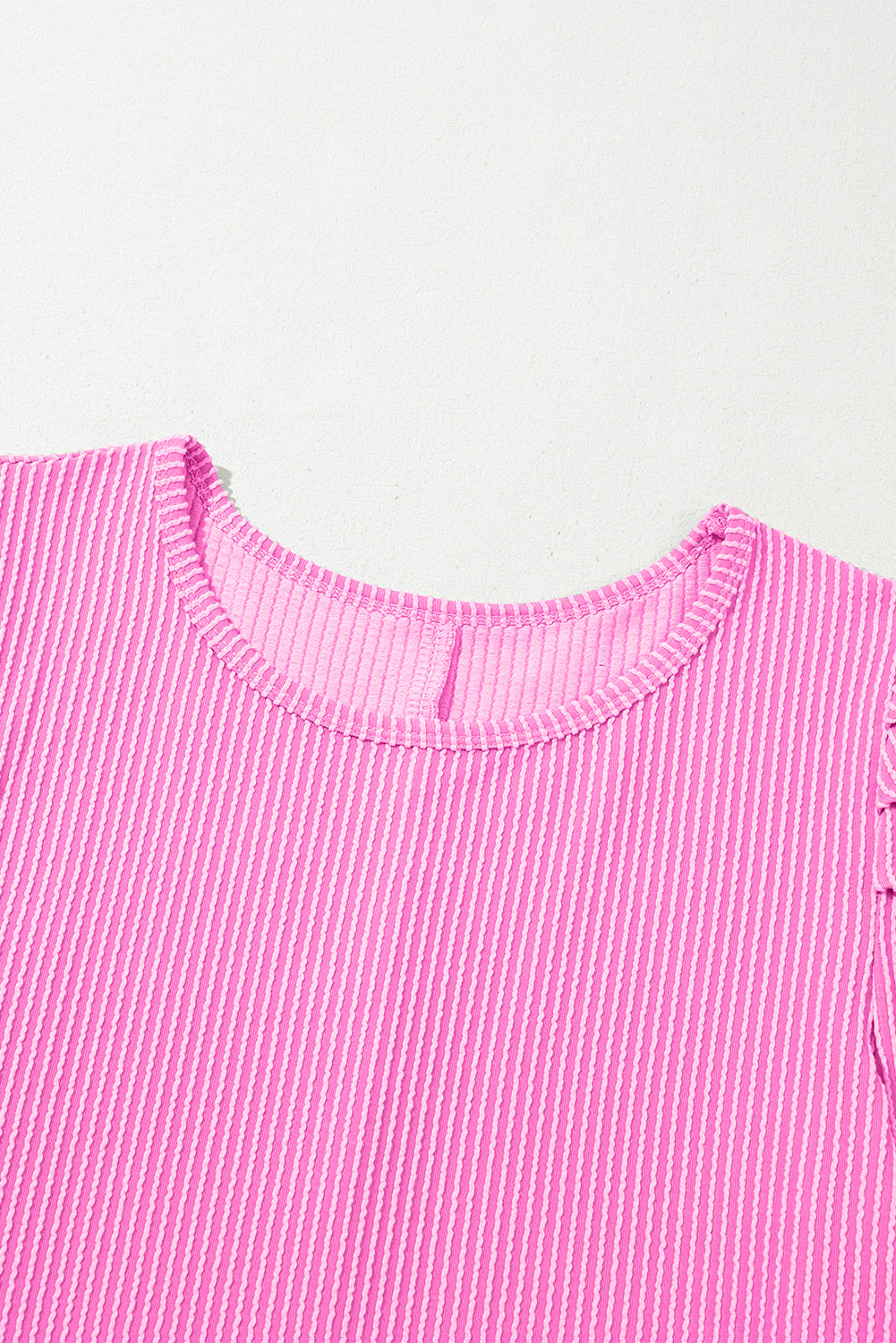 Corded Knit Crew Neck Puff Sleeve Shift Mini Dress