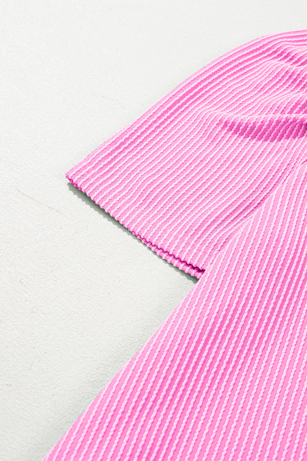 Corded Knit Crew Neck Puff Sleeve Shift Mini Dress