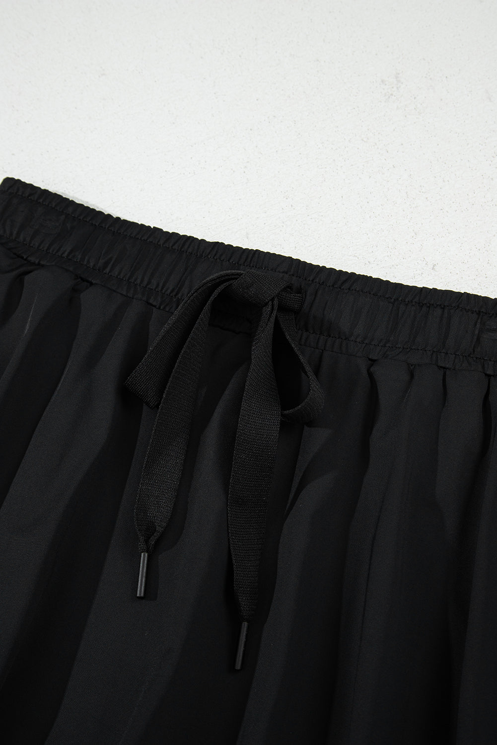 Black Drawstring High Waist Lined Tennis Skorts