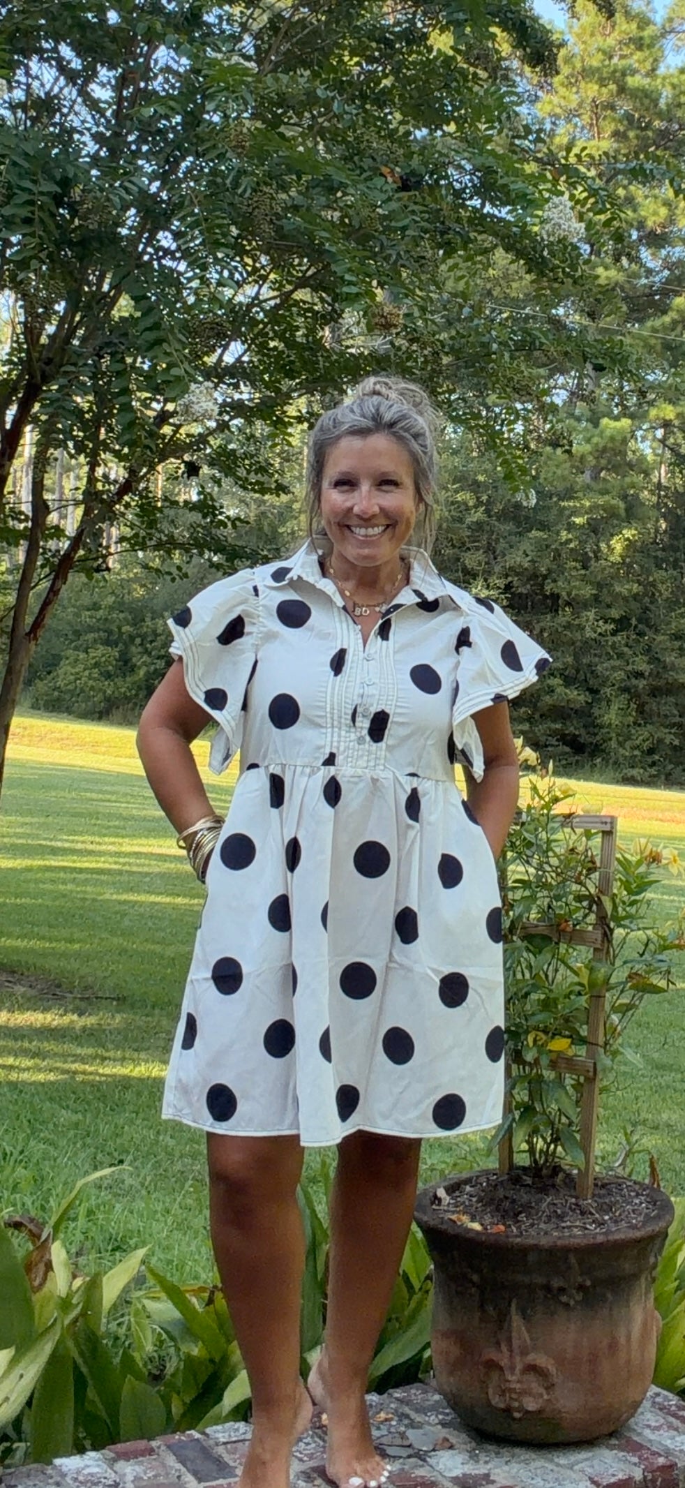 Polka Dot Ruffle Sleeve Mini Dress