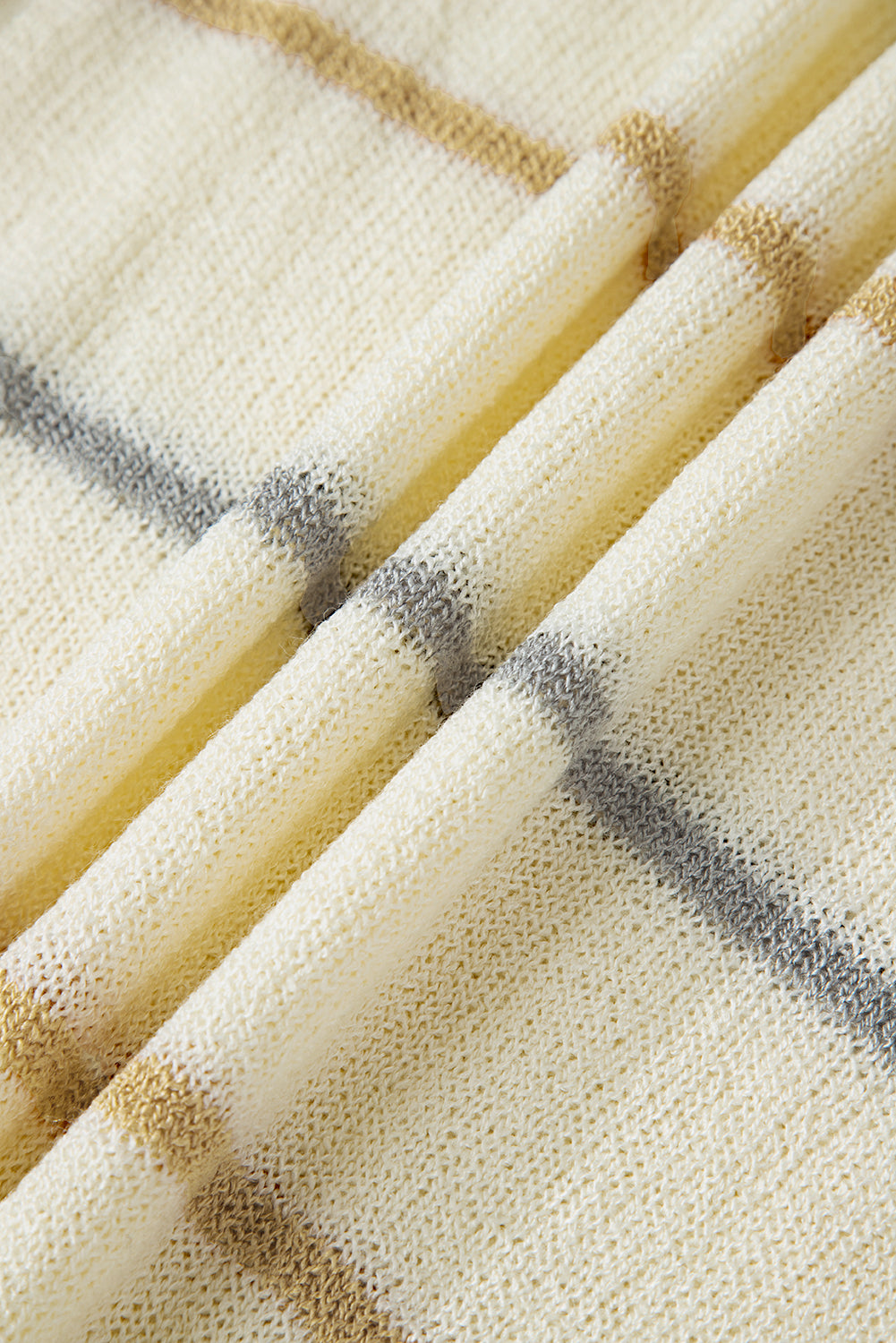 Brown Stripe Striped Ribbed Edge Drop Shoulder Sweater
