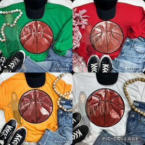 Basketball Sequin Patch Crew