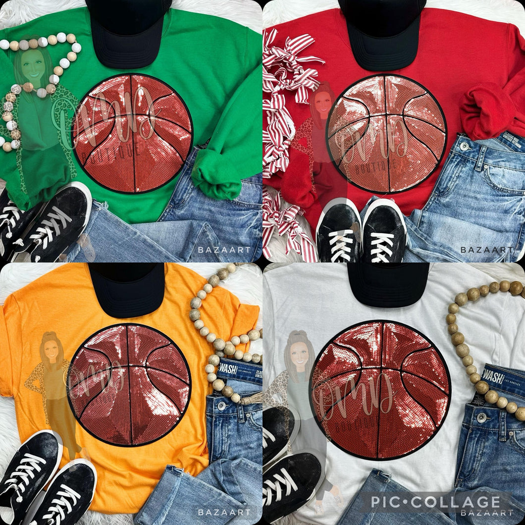 Basketball Sequin Patch Crew
